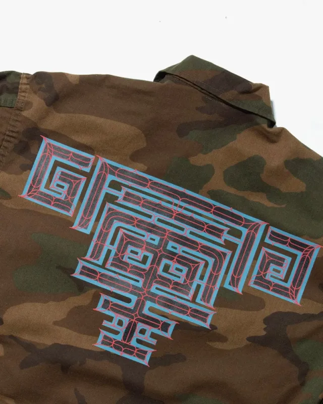 Kiriko Custom, Printed Military Jacket, Ainu, Camo, Orange Citrine sold by Kiriko