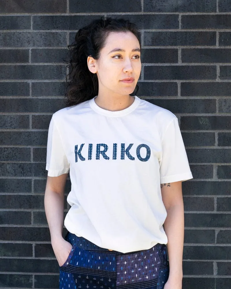 Kiriko Original Tee, 6oz Cotton, Printed Katazome, Semamori Embroidery, White with Navy sold by Kiriko product image thumbnail 2