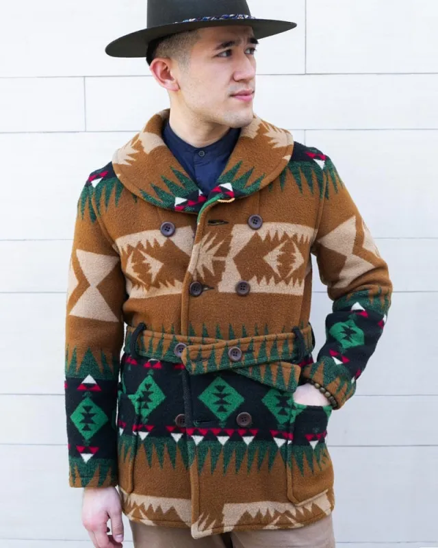 Japanese Repro Blanket Coat w/ Belt, Jelado Brand, Wool, Brown and Green - 38 sold by Kiriko