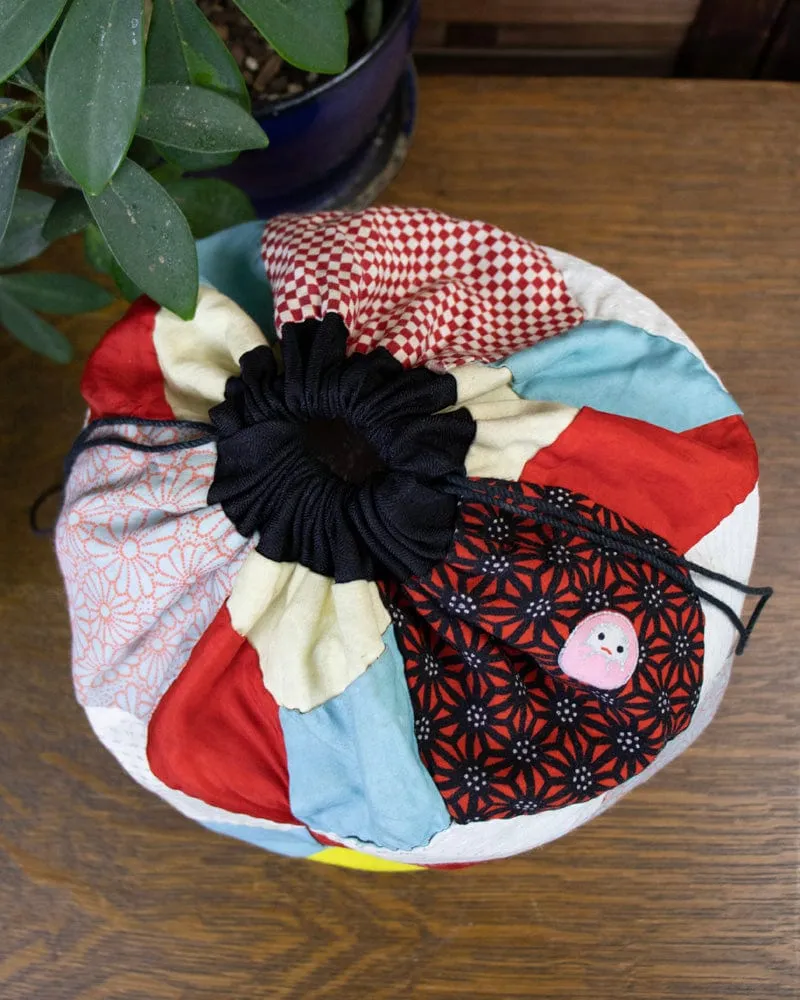 Vintage Bag, Kinchaku, Reversible Colorful Patchwork and Stripes sold by Kiriko product image thumbnail 3