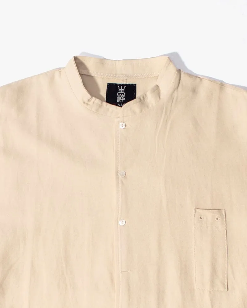 Wa-Modern Shirt, Long Sleeve Button-Up, Mandarin Collar, Cream sold by Kiriko product image thumbnail 5