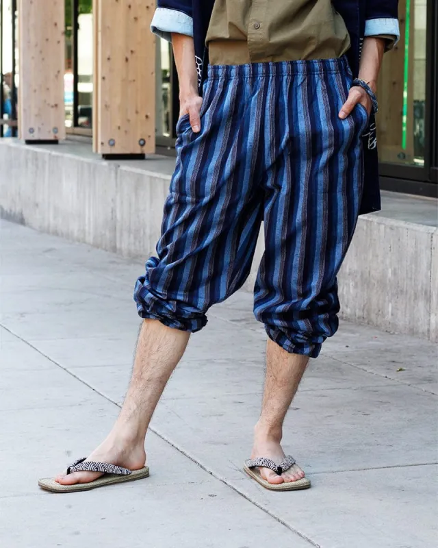 ToK Monpe Pants, Men's, Variated Shima, Multicolored Blue sold by Kiriko