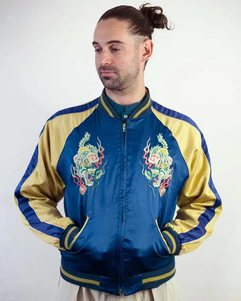 Japanese Repro Souvenir Jacket, Toyo Enterprise Brand, Reversible Blue and Yellow Okushiri-Shima Japan - L sold by Kiriko product image thumbnail 2