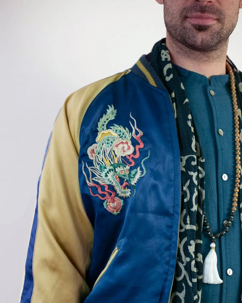 Japanese Repro Souvenir Jacket, Toyo Enterprise Brand, Reversible Blue and Yellow Okushiri-Shima Japan - L sold by Kiriko product image thumbnail 4