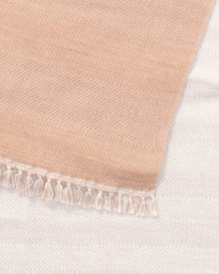 Kobo Oriza Shawl, Multifunctional, Wool, Light Brown and Cream sold by Kiriko product image thumbnail 4