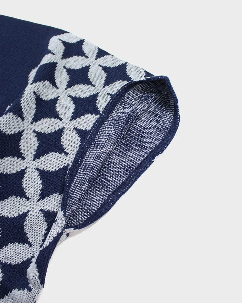 Wa-Modern Poncho, Navy with Shippou sold by Kiriko product image thumbnail 5