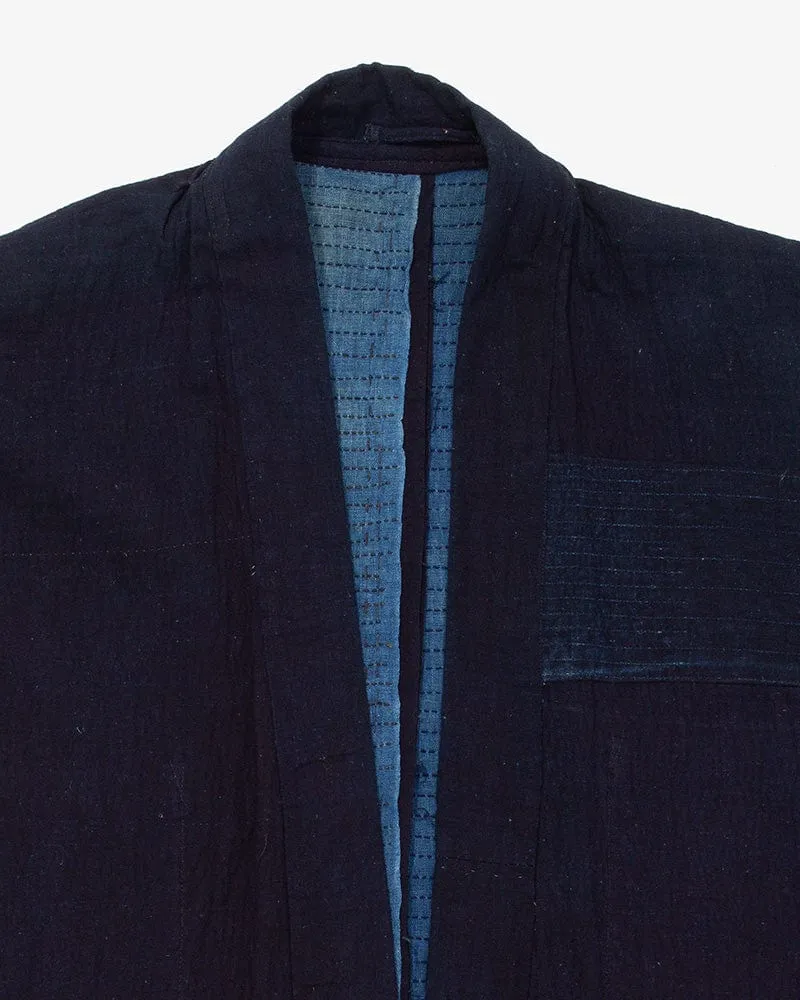 Vintage Noragi Vest, Reversible Boro, Fully Sashiko Stitched, Dark and Washed Indigo sold by Kiriko product image thumbnail 2