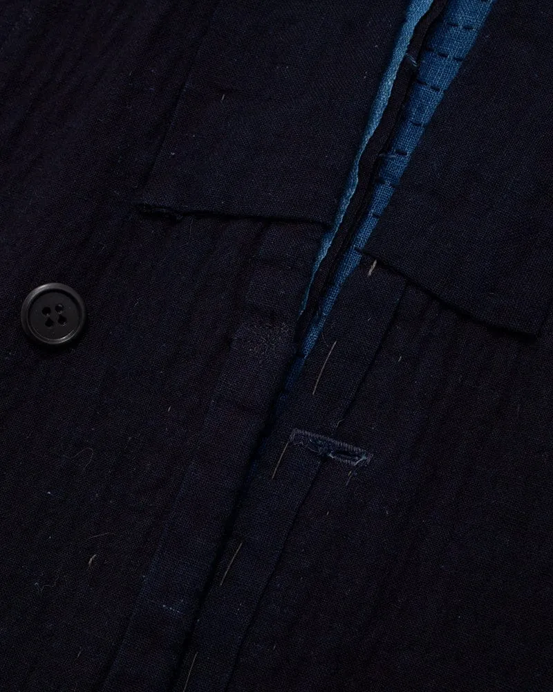 Vintage Noragi Vest, Reversible Boro, Fully Sashiko Stitched, Dark and Washed Indigo sold by Kiriko product image thumbnail 4