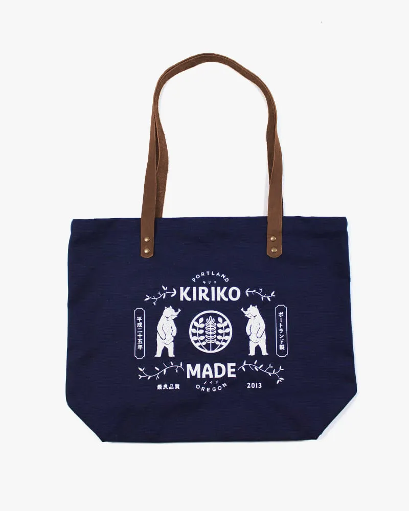 Kiriko Original Tote, Large, Canvas, Navy Bear sold by Kiriko