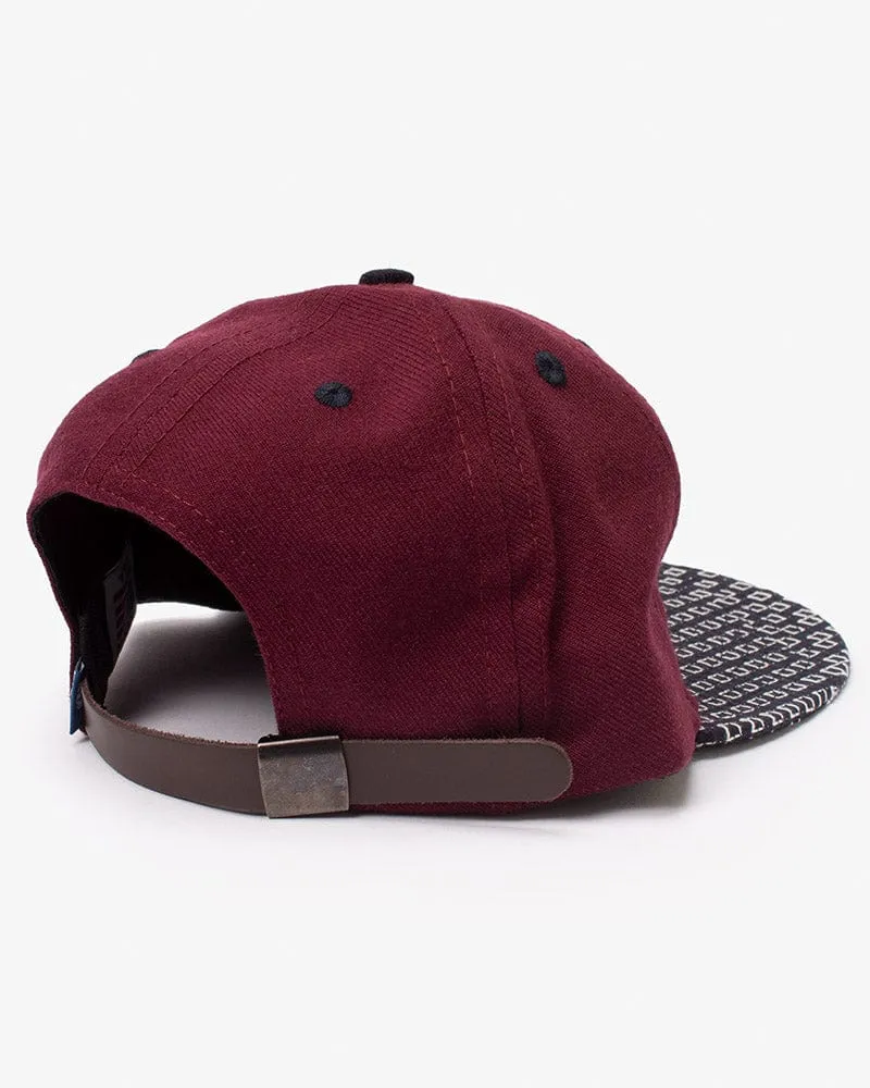 Kiriko Original Cap, 6-Panel, Indigo Sashiko, Burgundy with Kuma Patch sold by Kiriko product image thumbnail 2