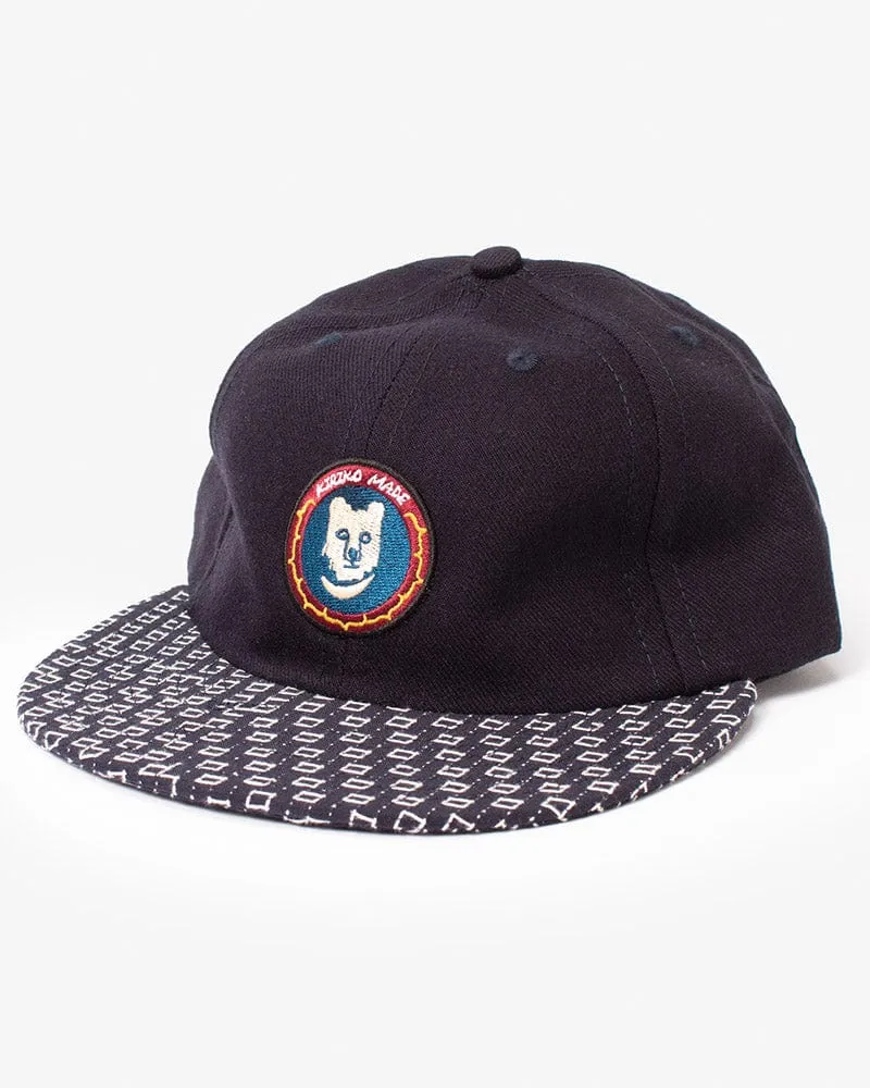 Kiriko Original Cap, 6-Panel, Indigo Sashiko, Navy with Kuma Patch sold by Kiriko product image thumbnail 4