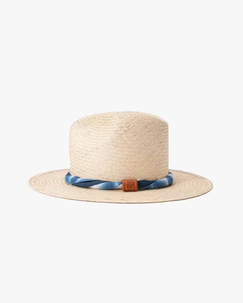 Kiriko Custom Panama Hat, Straw, Palm, Twisted Washed Indigo Shibori sold by Kiriko product image thumbnail 4