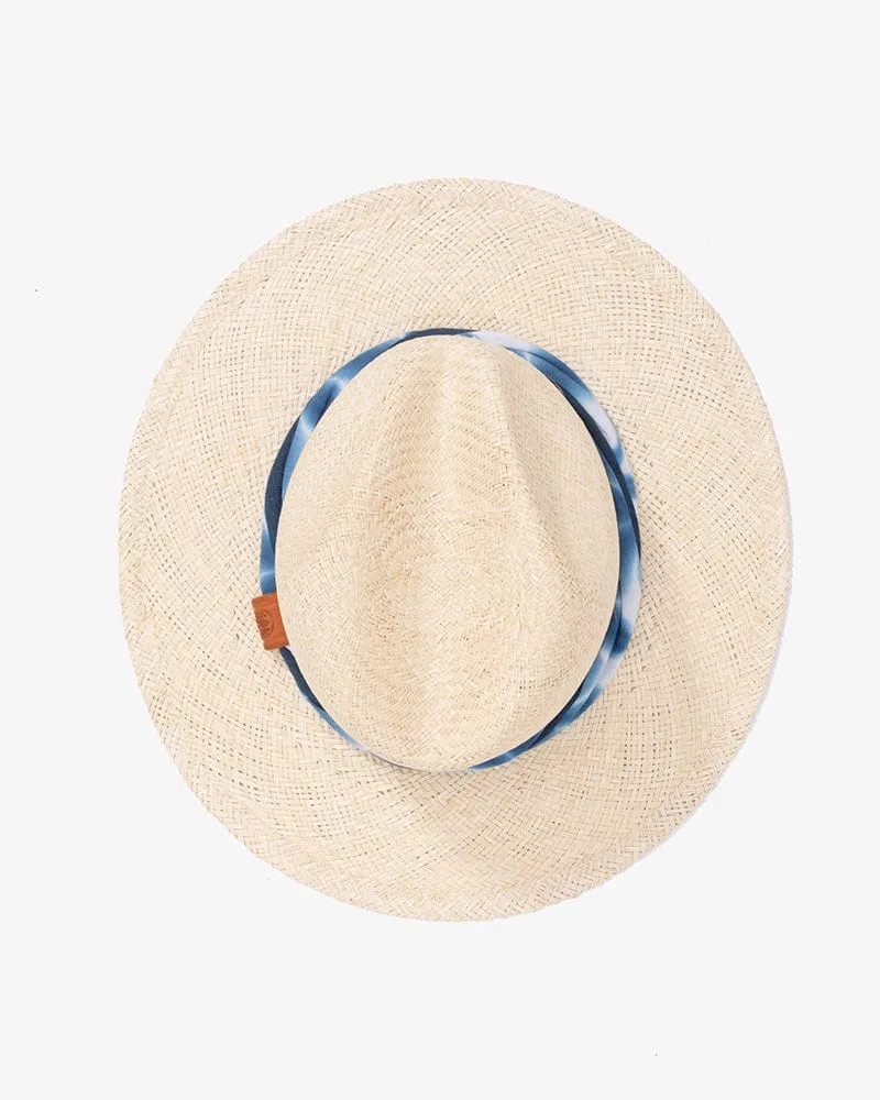 Kiriko Custom Panama Hat, Straw, Palm, Twisted Washed Indigo Shibori sold by Kiriko product image thumbnail 5
