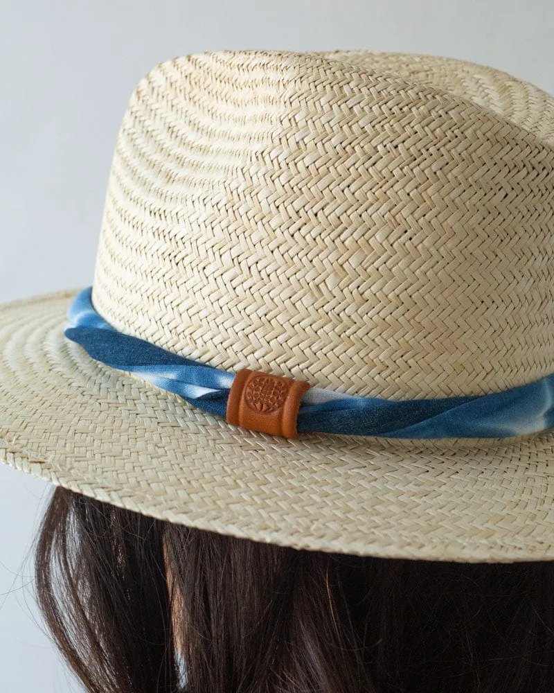 Kiriko Custom Panama Hat, Straw, Palm, Twisted Washed Indigo Shibori sold by Kiriko product image thumbnail 2