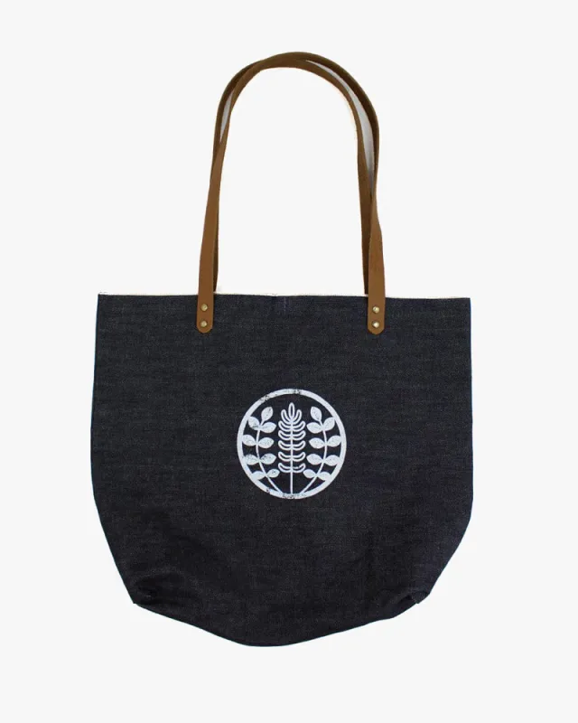 Kiriko Original Tote, Large, Selvedge Denim, Indigo Logo sold by Kiriko