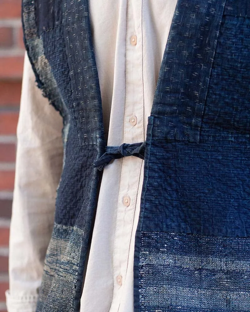 Vintage Noragi Vest, Reversible Boro, Indigo Sakiori and Kogin Sashiko Vest sold by Kiriko product image thumbnail 4