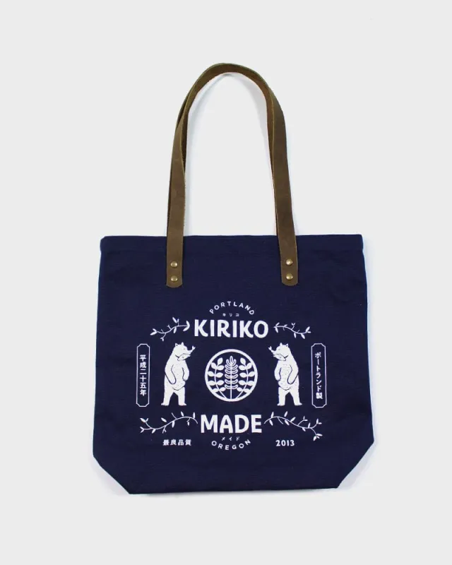Kiriko Original Tote, Small, Canvas, Navy Bear sold by Kiriko