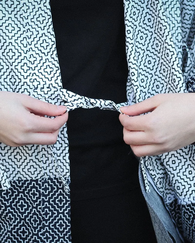 Kiriko Custom Modern Hitomezashi Dougi Jacket, Navy and White Split 02 sold by Kiriko product image thumbnail 2