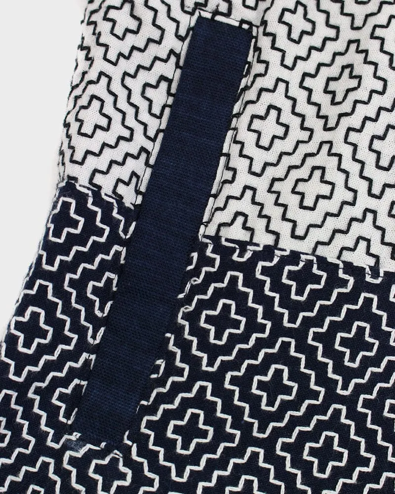 Kiriko Custom Modern Hitomezashi Dougi Jacket, Navy and White Split 02 sold by Kiriko product image thumbnail 4