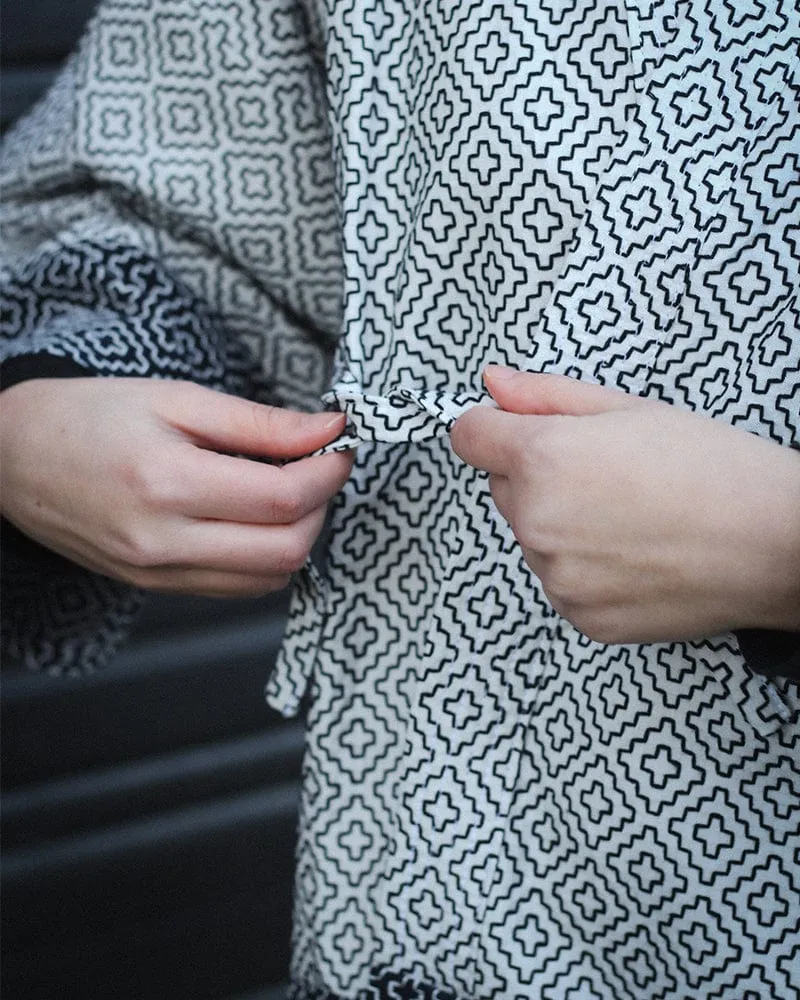 Kiriko Custom Modern Hitomezashi Dougi Jacket, Navy and White Split 02 sold by Kiriko product image thumbnail 3