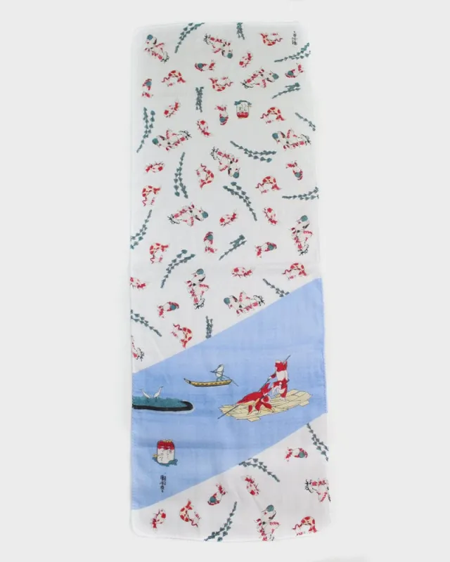 Tenugui, Double Gauze, Utagawa Kuniyoshi - Goldfish and Frog sold by Kiriko