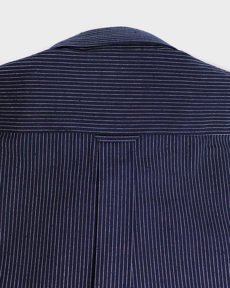 ToK Shirt, Long Sleeve Button-Up, Indigo with Thin White Shima sold by Kiriko product image thumbnail 5