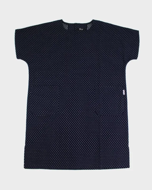 ToK Pocket Dress, Oversized, Indigo with White Dashes sold by Kiriko