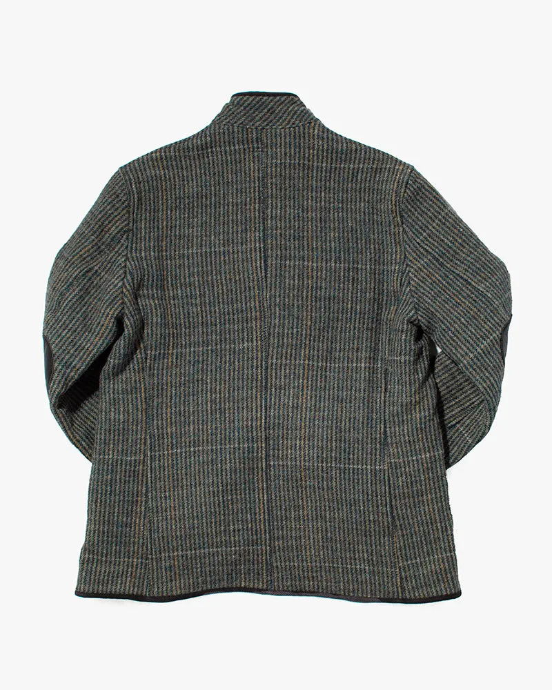 Japanese Repro Wool Coat, Kapital, Gray and Brown Stripes with Leather Elbow Patches- M sold by Kiriko product image thumbnail 3