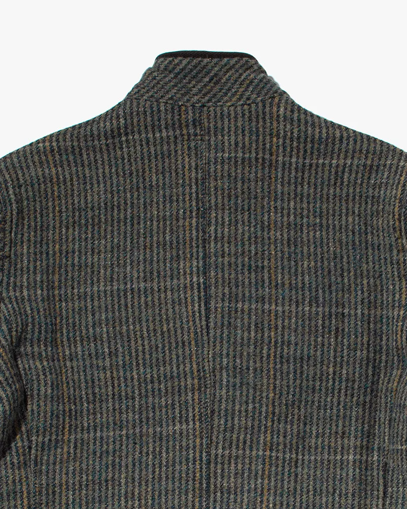 Japanese Repro Wool Coat, Kapital, Gray and Brown Stripes with Leather Elbow Patches- M sold by Kiriko product image thumbnail 4