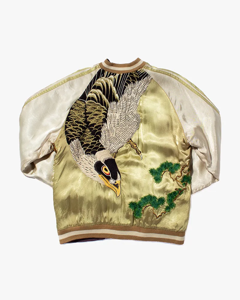 Japanese Repro Souvenir Jacket, Reversible, Gold Birds and Mt. Fuji - M sold by Kiriko