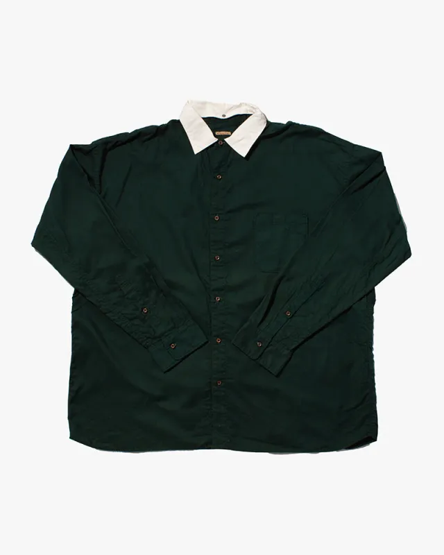 Japanese Repro Long Sleeved Shirt, Kapital, Green with White Collar - L sold by Kiriko