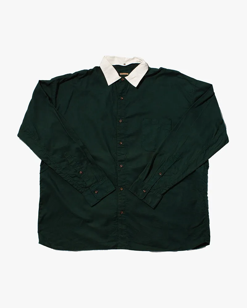 Japanese Repro Long Sleeved Shirt, Kapital, Green with White Collar - L sold by Kiriko