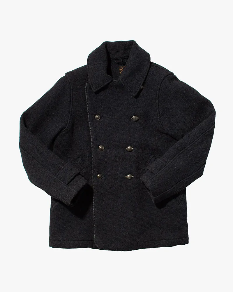 Japanese Repro Wool Coat, Kapital, Navy with Gray Buttons - M sold by Kiriko