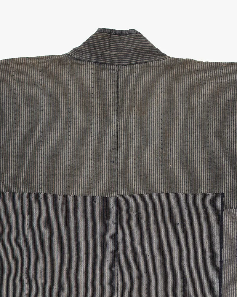 Vintage Noragi Jacket, Fully Sashiko Stitched, Indigo with Striped Details sold by Kiriko product image thumbnail 4