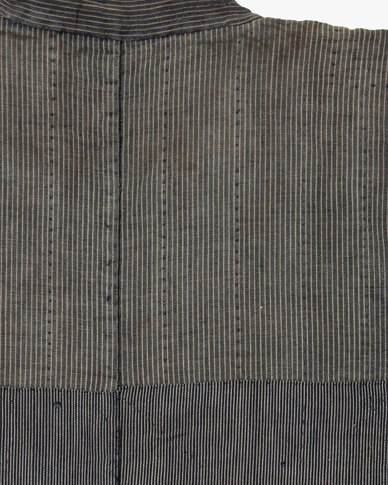 Vintage Noragi Jacket, Fully Sashiko Stitched, Indigo with Striped Details sold by Kiriko product image thumbnail 5