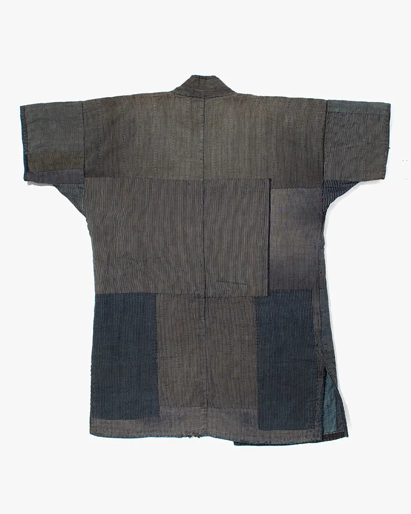 Vintage Noragi Jacket, Fully Sashiko Stitched, Indigo with Striped Details sold by Kiriko product image thumbnail 3