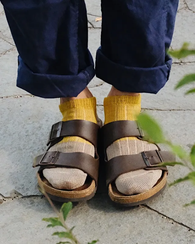 Knitwin, Ankle Socks, Linen and Cotton, Oslo Yellow sold by Kiriko