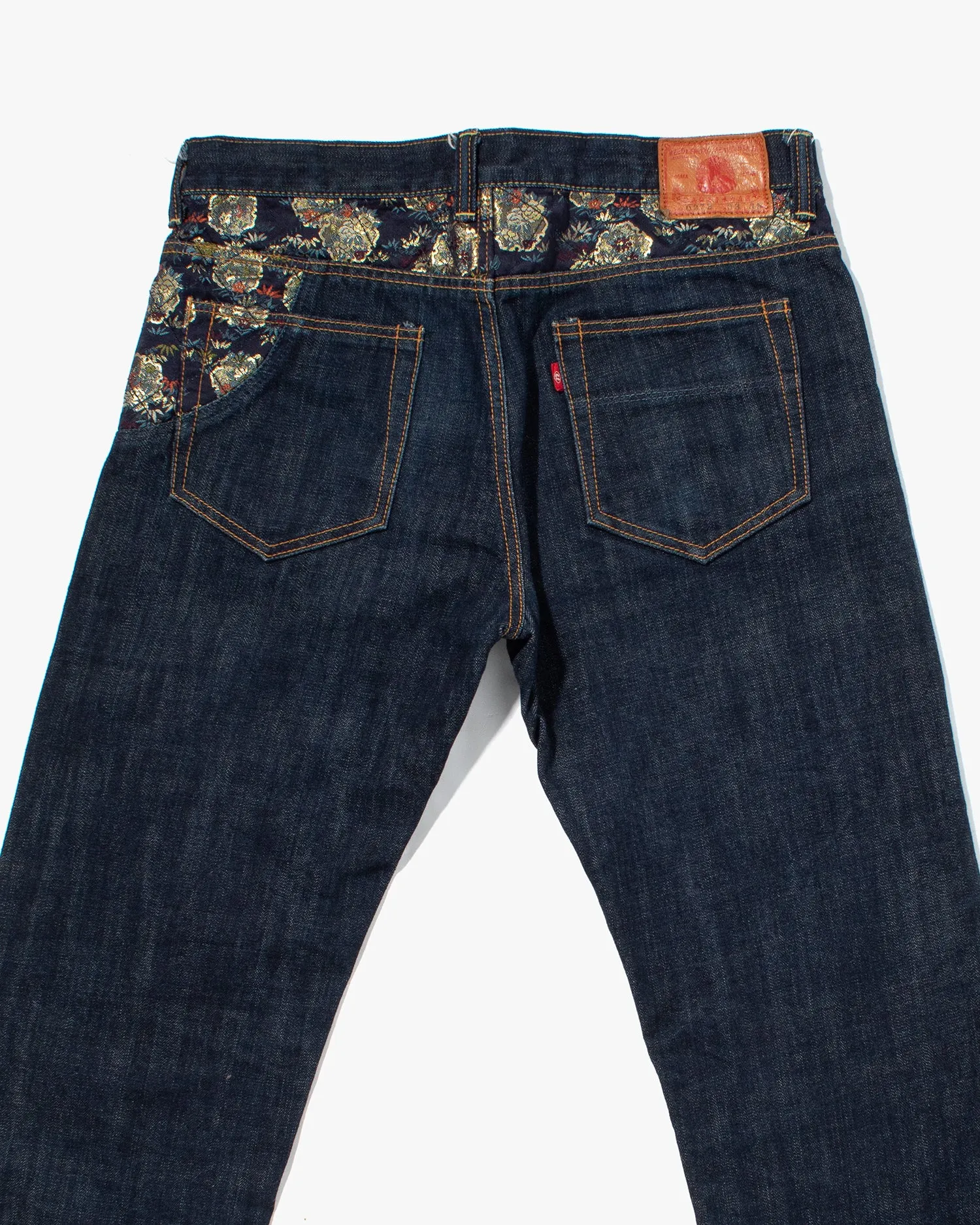 Japanese Repro Denim Jeans, Needlework, Navy Floral Detailing - 35 sold by Kiriko product image thumbnail 4