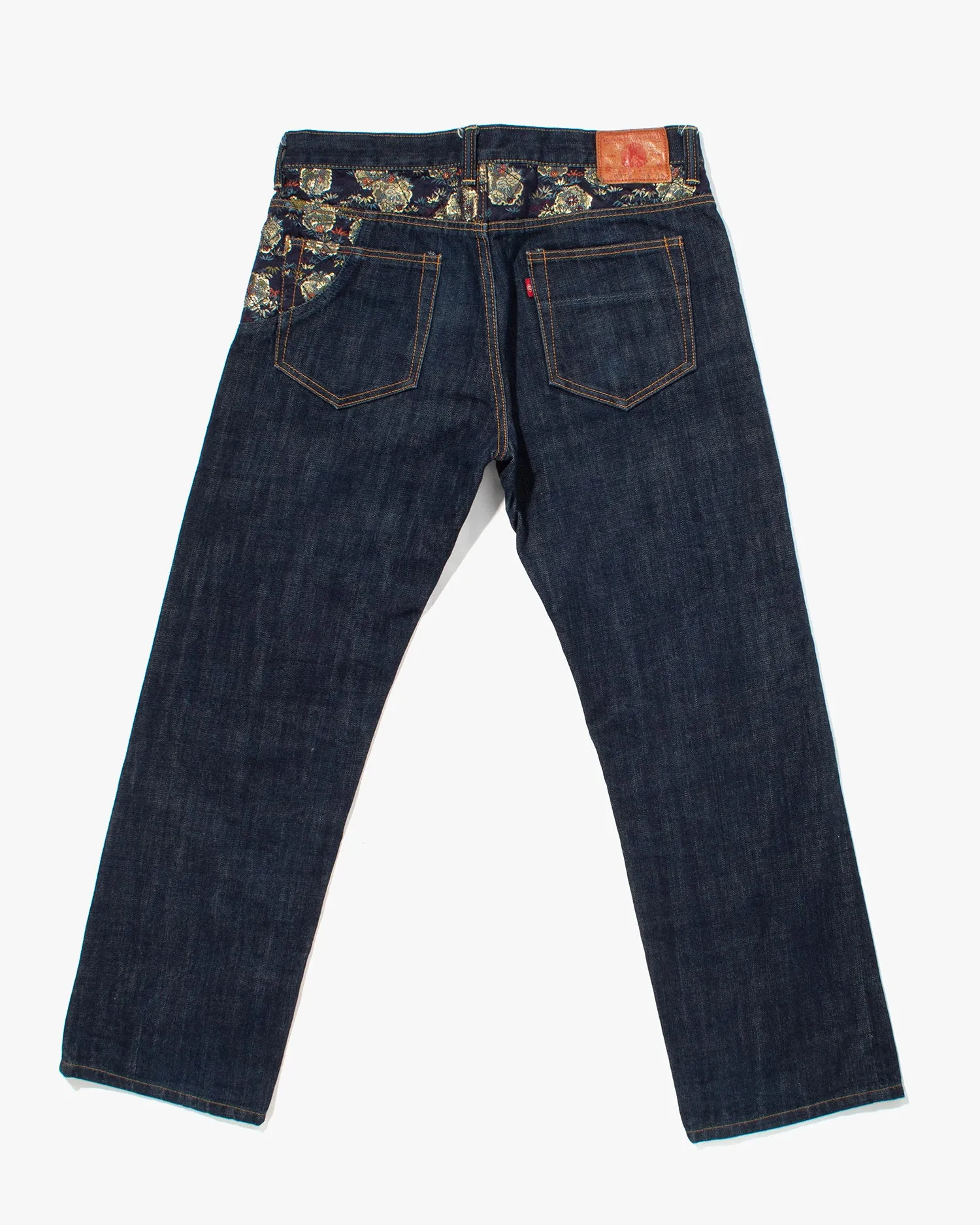 Japanese Repro Denim Jeans, Needlework, Navy Floral Detailing - 35 sold by Kiriko product image thumbnail 3