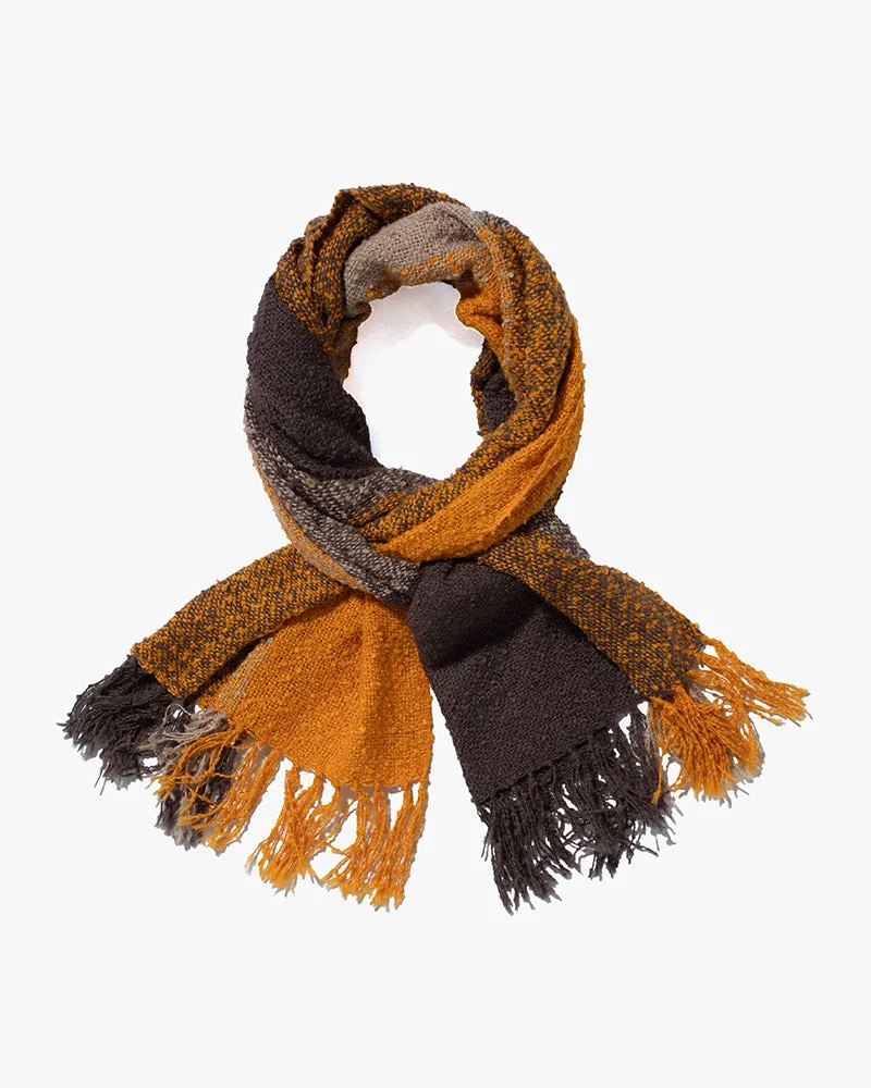 Kobo Oriza Scarf, Slub, Orange with Warm Grey Accents sold by Kiriko product image thumbnail 3