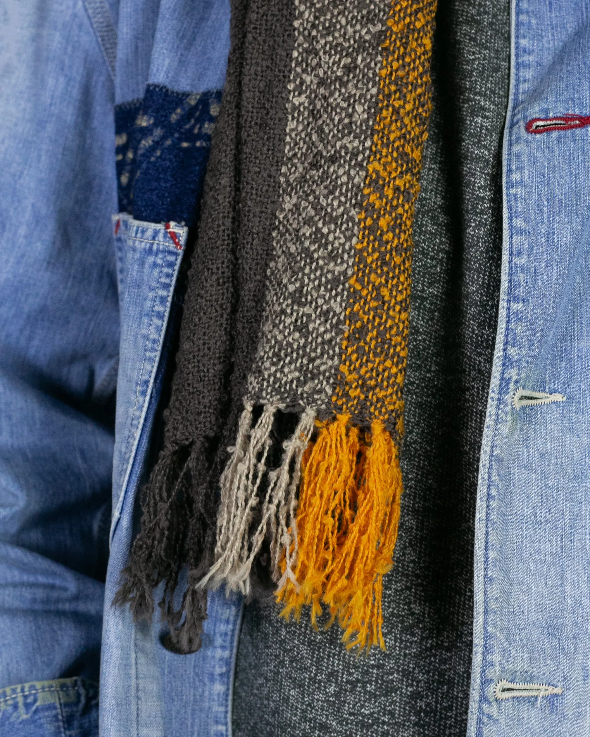 Kobo Oriza Scarf, Slub, Orange with Warm Grey Accents sold by Kiriko product image thumbnail 2