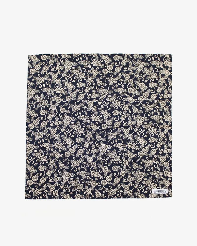 Kiriko Original Bandana, Classic, Dark Indigo and Cream Kiku Karakusa sold by Kiriko product image thumbnail 3