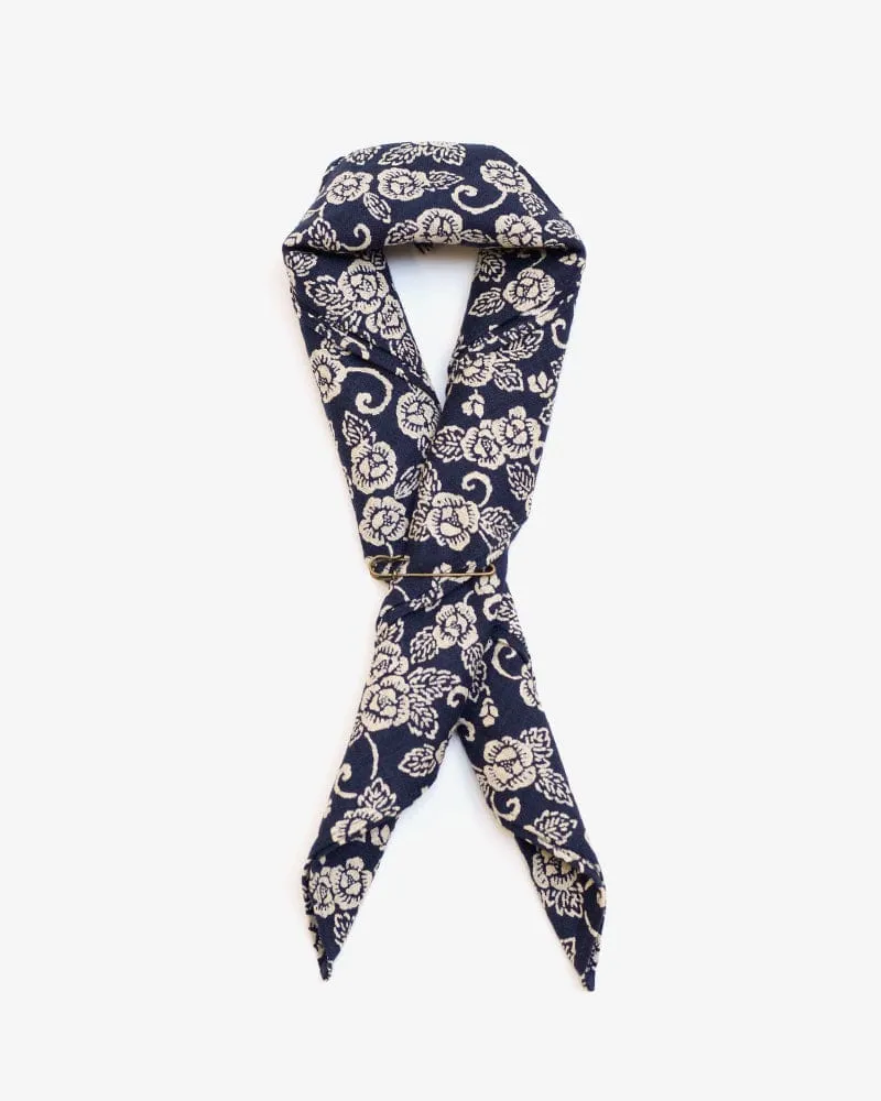Kiriko Original Bandana, Classic, Dark Indigo and Cream Kiku Karakusa sold by Kiriko product image thumbnail 2