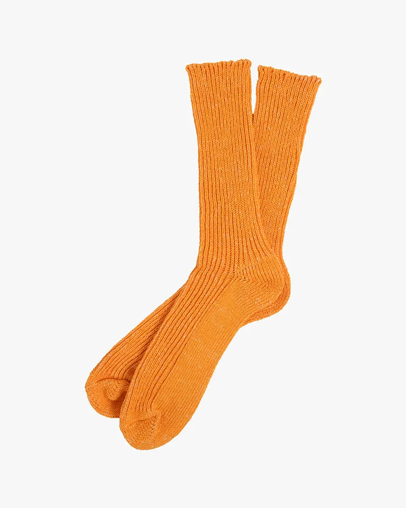 Knitwin, Crew Socks, Hemp Cotton Ribbed, Boston Lantern Orange sold by Kiriko