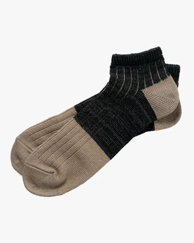Knitwin, Ankle Socks, Linen and Cotton, Oslo Charcoal sold by Kiriko