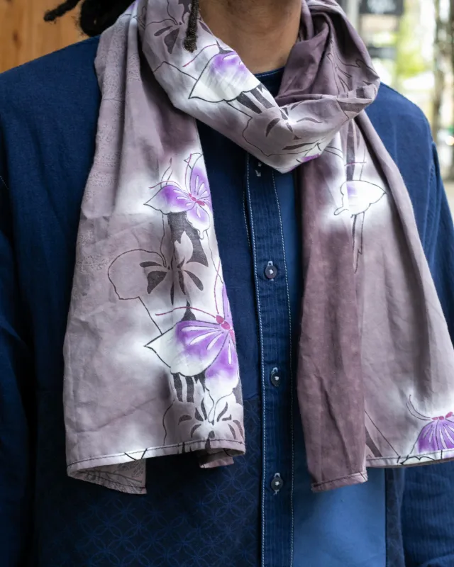 Kiriko Original Scarf, Kiji, Yukata, Gray Butterfly sold by Kiriko