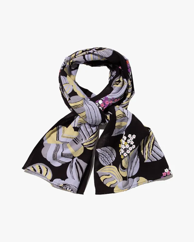Kiriko Original Scarf, Kiji, Yukata, Black Small Flowers sold by Kiriko