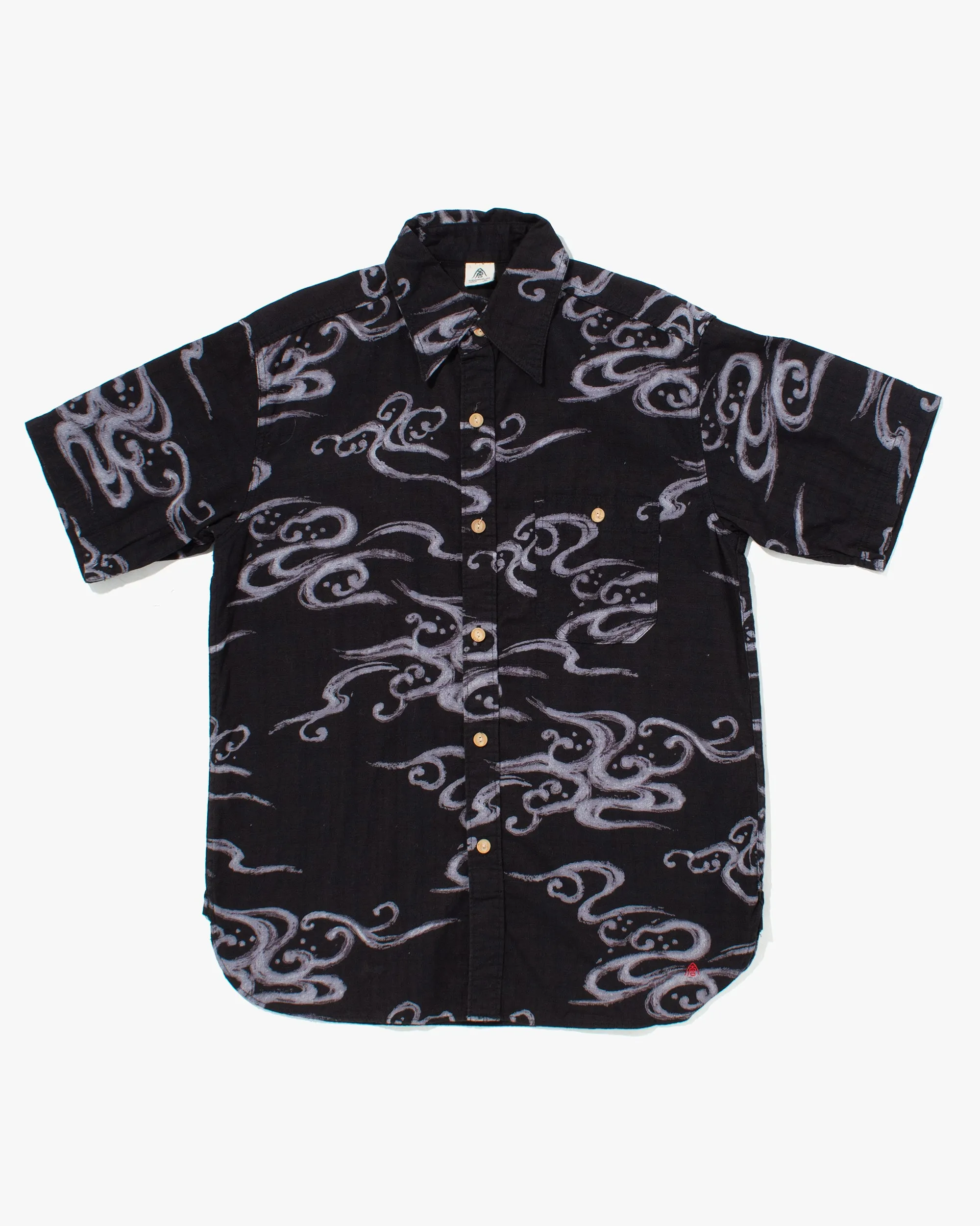Japanese Repro Button Up Shirt, Eternal, Black with Abstract Details - M sold by Kiriko