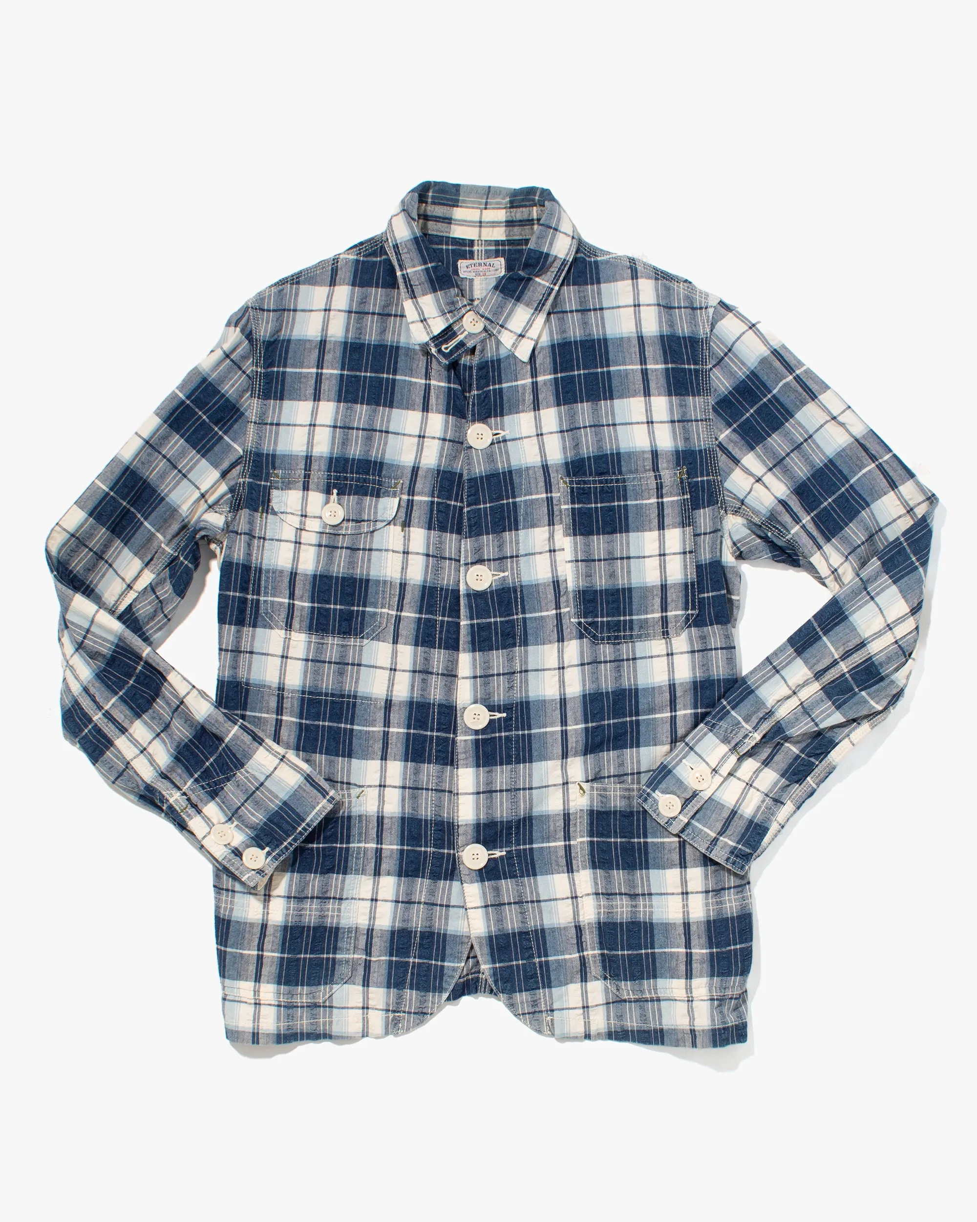 Japanese Repro Button Up Shirt, Eternal, Blue and White Plaid - M sold by Kiriko