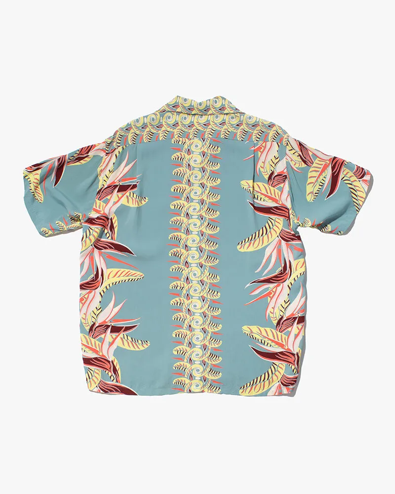 Japanese Repro, Aloha Shirt, Yamane, Blue with Feathers - 40 sold by Kiriko product image thumbnail 4